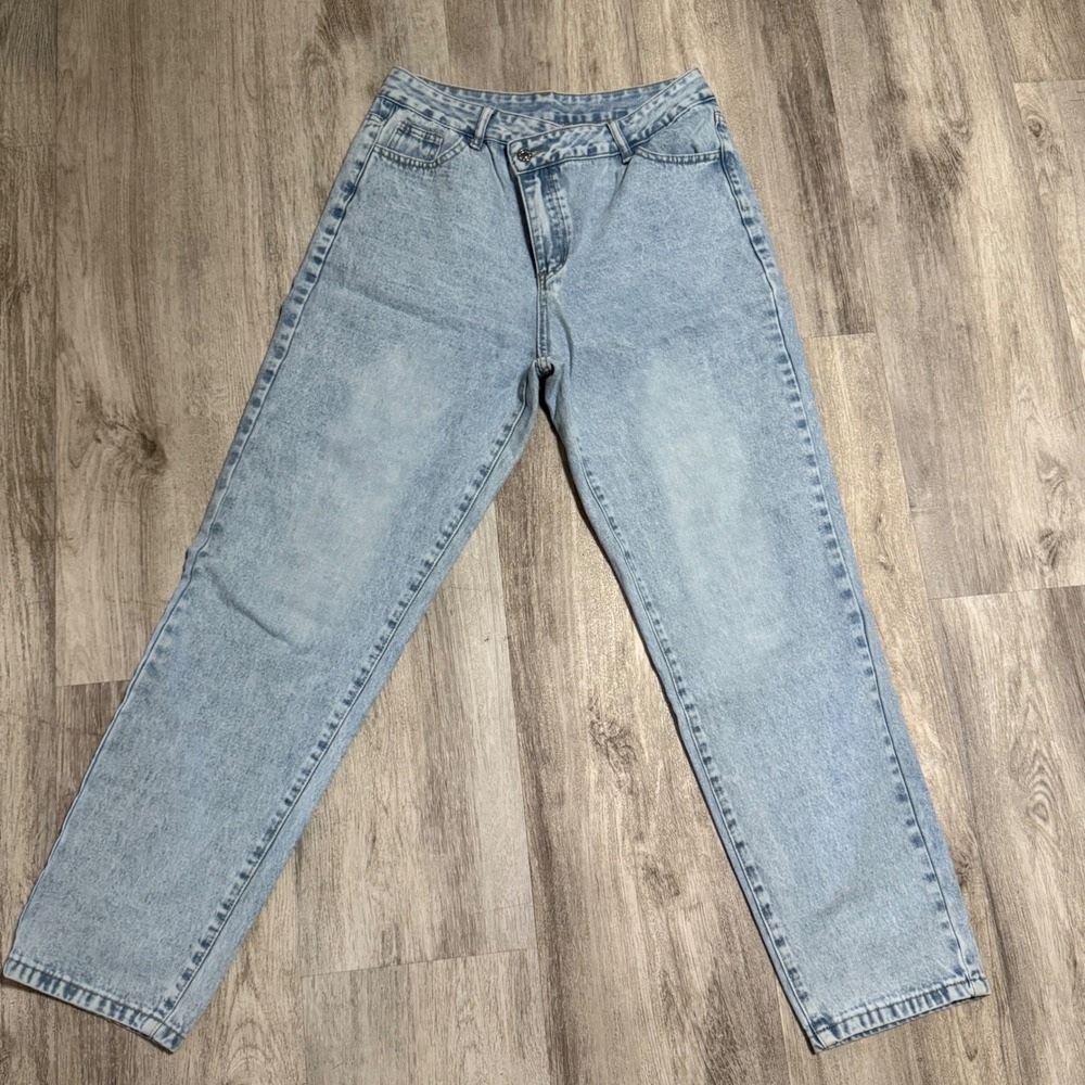 Shein Asymmetric Waist Light Wash Denim Jeans Women's Size 8/10